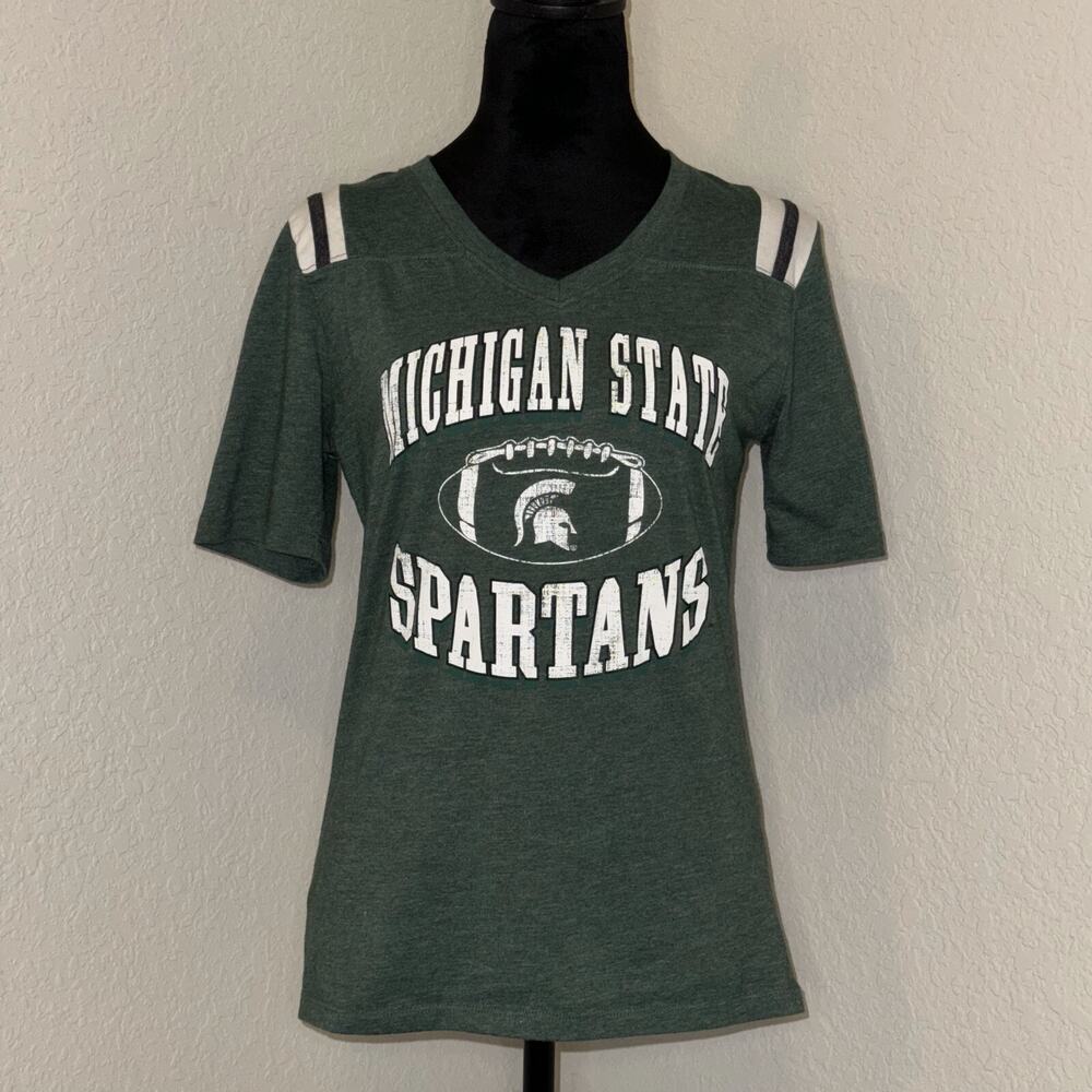 Colosseum Michigan State Spartans T-Shirt Women Medium Green Cotton Short Sleeve